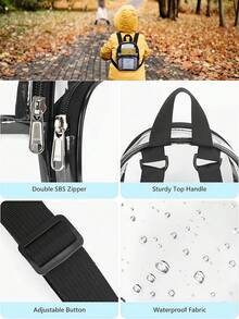 1 pieza Mochila transparente de PVC, mochila de viaje mini para deportes al aire libre, mochila transparente resistente con correas resistentes, adecuada para la escuela y el estudio - 1 Uds. - Ver 5