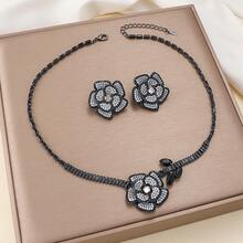 1 Set de joyería de lujo con zirconia brillante totalmente engastada en forma de lágrima rosa, accesorios para vestido de gala de boda - Multicolor - Ver 4