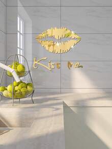 A Set Of Silver And Gold Lip Mirror Surfaces Stickers - Mirror Wall Stickers - View 6