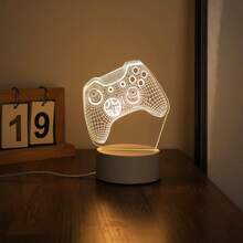 1pc Warm Light 3D Night Light, Warm Light Game Controller Series Night Light, USB Powered LED Desk Lamp, Suitable For Bedroom Bedside, Atmosphere Lamp, Creative Gift Night Light - Yellow - View 3