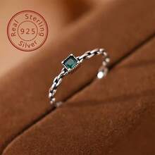 优雅的925纯银戒指，镶嵌绿色立方氧化锆，六月生辰石戒指，简约编织设计，适合日常佩戴和特殊场合。 - 五月生辰石 - 查看 7