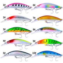 HENGJIA 1个9厘米17.2克远投沉水型硬饵，配有锋利的6号三叉钩，适用于比目鱼、鲈鱼、淡水和海水垂钓。 - 彩色 - 查看 3