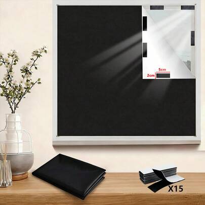 1片遮光窗帘，100%遮光，有效阻挡光线、热量和噪音，无需钻孔即可轻松安装，适用于卧室、旅行、办公室等场所。