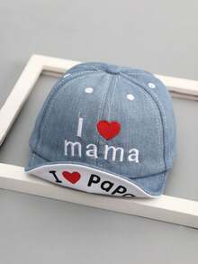 薄款春季儿童牛仔帽，“爱妈妈”可折叠帽檐棒球帽 - 1PC - 查看 3