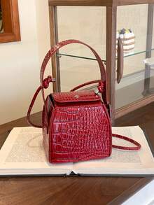 Mini Handheld Magic Cube Crossbody Box Bag - Red - View 4