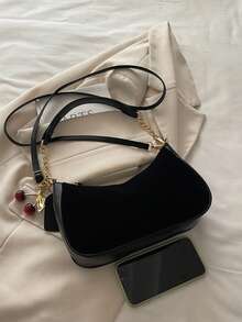 Túi đeo chéo thời trang mới dành cho nữ, túi xách một vai, chất liệu giả da có vân, túi đeo vai nhẹ nhàng phù hợp cho công sở. - màu đen - Xem 9