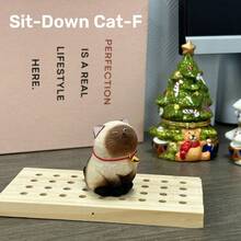 Handmade Wooden Cat Figurines | Hand-Painted Carved Cat Statues - Cute Home & Office Decor Gifts For Cat Lovers | Perfect BFF Gift - Stretching Cat - View 16