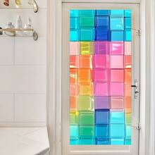 1/5 pièces Autocollants de fenêtre en mosaïque carrée de dopamine colorée, film de confidentialité à adsorption électrostatique réutilisable en PVC, convient pour les salles de bains, les bureaux, les pièces, les cuisines et la décoration d'intérieur. - Autocollant en verre dépoli - Voir 5