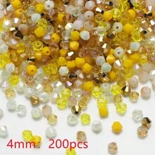 480颗/包 4毫米黄色玻璃扁珠，DIY珠宝制作配件，适用于戒指、手链、项链、耳环、脚链等 - 黃色系 - 查看 14
