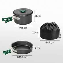 Outsunny Ultralight Camping Cookware Set, Camping Cookware Kit, Anti-Scald Handles, Quick Heating For 2 People, For Camping, Backpacking, Picnics, Hiking - Grey - View 3