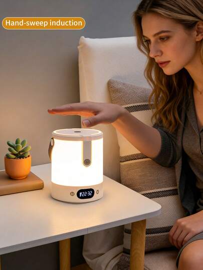 Rechargeable LED Night Light With Time Display, Hand Sweep Sensor/Remote Touch USB Charging Small Nightlight, Dimmable Bedside Lamp Suitable For Midnight Feeding, Eye Protection, Bedroom Sleep, Reading Room