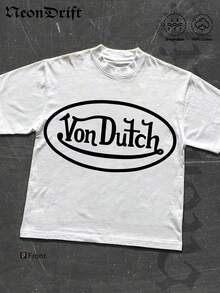 NeonDrift  Double-Sided Printing  Men's T-Shirt Men's Short-Sleeve T-Shirt100% Cotton Fabric Soft & Skin-Friendly Unisex Style Gifts For Spring Festival, Valentine's Day, St. Patrick's Day & World Cup-Van Dutch Dragon Print Men T Shirt Classic Americana Style Graphic Tee Streetwear Fashion Casual Wear For Car Enthusiasts And Vintage Culture Lovers - trắng - Xem 2