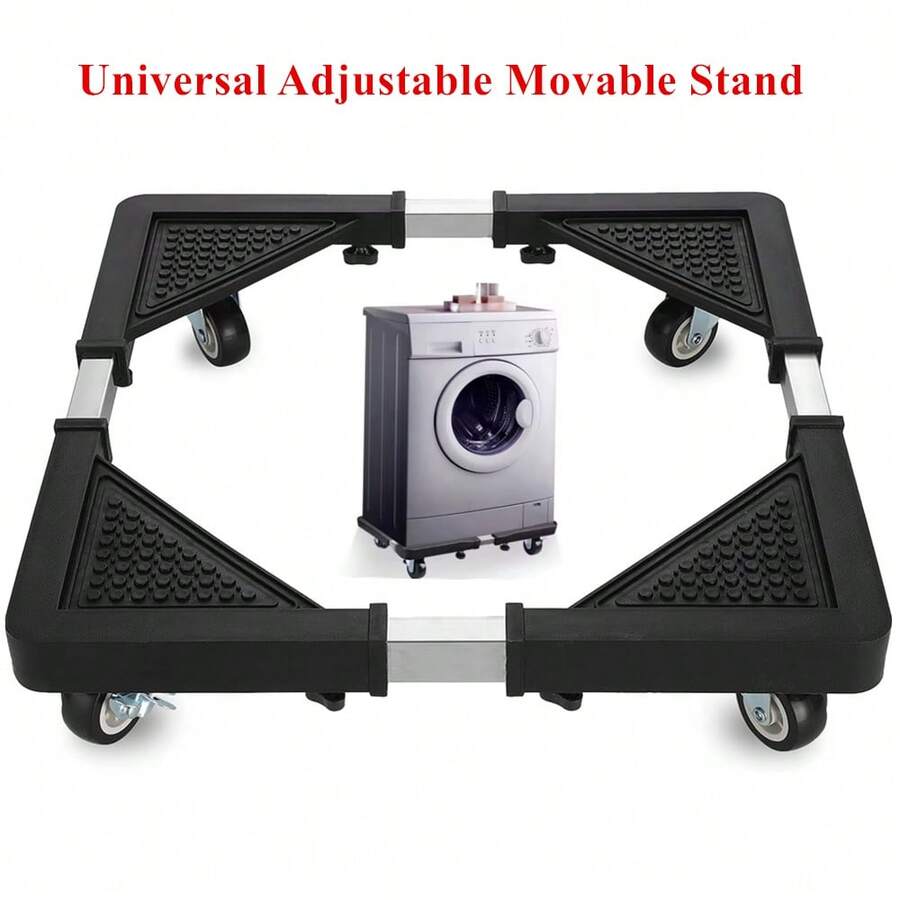 Universal Adjustable Movable Stand With 4 Locking Wheels For Washing Machine Refrigerator Dryer Portable Furniture Dolly Base - B - View 1