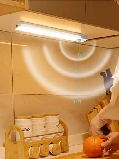 1pcs10cm/20cm/30cm/50cm USB Charging Port, Intelligent Sensor Long Light, Featuring Three Lighting Modes: White Light, Warm Light, And Neutral Light. Uninterrupted Dimming. Suitable For Use In Living Rooms, Bookcases, Corridors, Bedrooms, Bedside Areas, And Stairwells.