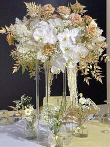 1 pièce Vase à fleurs en acrylique transparent de 80 cm de hauteur, support de présentation florale géométrique, décoration élégante pour mariage/anniversaire/fête/table de salle à manger, sur pied - Transparent - Voir 6