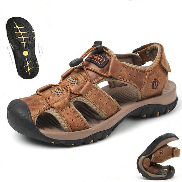 Dép lê nam cỡ lớn thoáng khí, dệt thủ công, thoải mái, chống trơn trượt, phù hợp cho nam giới đi biển và các hoạt động ngoài trời.