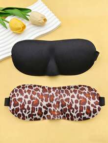 3D立体轮廓睡眠眼罩，柔软眼罩带可调节绑带，时尚印花眼罩，旅行睡眠两用 - Y - 查看 10