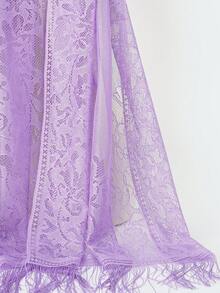 1件装女士优雅蕾丝镂空晚礼服新娘氛围围巾披肩 - 紫色 - 查看 2