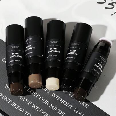 MAYCHEER 5种颜色可选的发际线遮瑕棒，便携式设计，适用于遮盖发根、填充发际线和眉妆，防水持久。