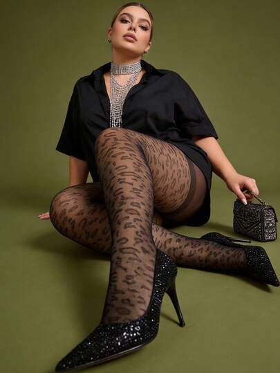 1pc 20D Transparent Sexy Tight Fit Leggings, Animal Print Breathable Seamless Leopard Patterned Tights, Comfortable Soft Pantyhose, Versatile All-Match Leggings, Suitable For Home, Work, Halloween, Christmas