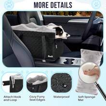 Center Console Dog Car Seat - Portable Car Seat With Washable Cover Safety Leash And Storage Pockets Dog Booster For Small Dogs Up To 9 Lbs - Black - View 4