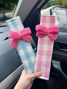 1件装格子蝴蝶结汽车安全带护垫，安全带肩垫套，防滑舒适 - 護肩 - 查看 8