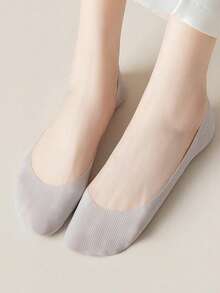 1/5/10 paires de chaussettes invisibles d'été en soie pour femmes, chaussettes fines et respirantes à coupe basse avec silicone antidérapant - Multicolore - Voir 6
