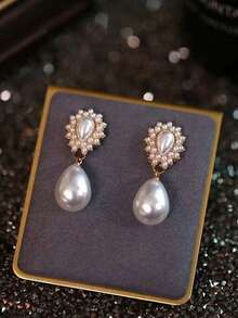 Oval Retro Elegant Luxury Exquisite Double-Layer Faux Pearl Necklace And Earrings 3-Piece Set, Suitable For Women's Daily Wear, Banquet, Wedding, Vacation, Can Be Given As Birthday, Holiday, Mother's Day, Girlfriend, Friend Gift - Multicolor - View 7