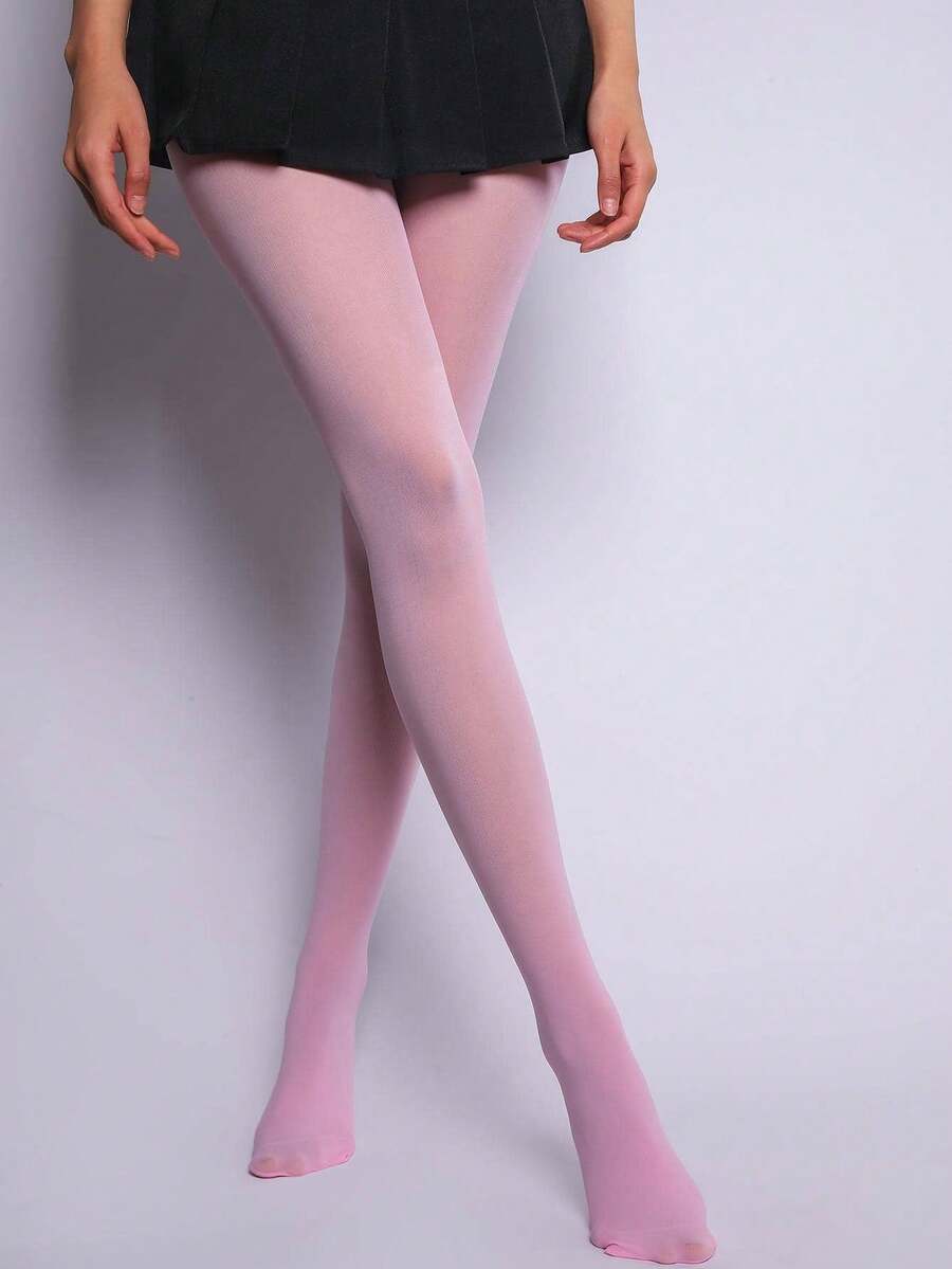 Solid Minimalist Tights - 粉色 - 查看 1