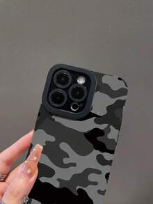 迷彩单件装创意简约黑灰不对称波浪纹皮革质感手机壳，适用于三星/11、12 Pro Max、14 Pro Max、15、16/16 Pro、17/17 Pro 及其他型号 - 彩色 - 查看 5