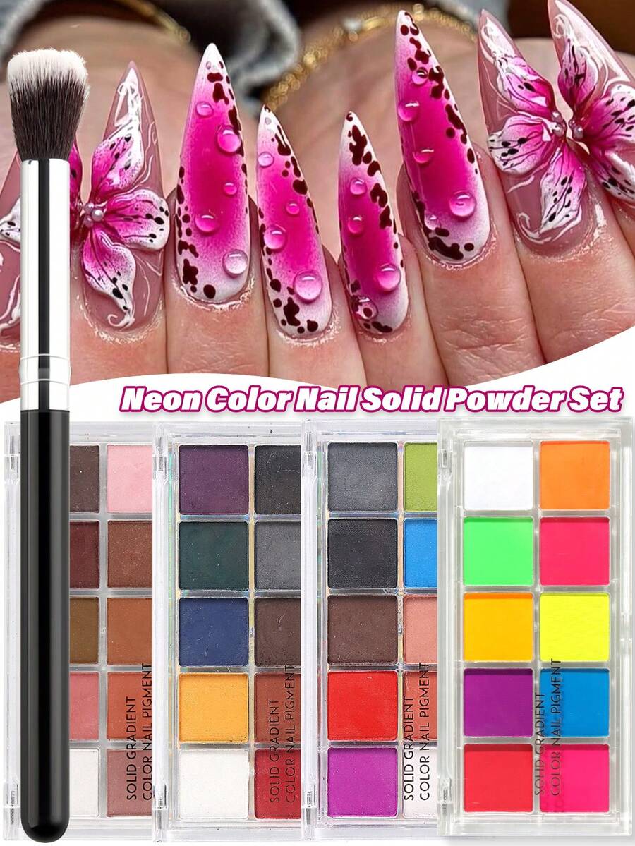 Bộ sơn móng tay nhũ neon, bộ 10 màu nhũ huỳnh quang, bột sơn móng tay màu xanh neon và hồng, bột nhũ mịn, bột nhũ mờ hiệu ứng chuyển màu, kèm cọ sơn móng tay chuyển màu, thích hợp cho việc tự làm phụ kiện vẽ móng nghệ thuật chuyển màu. - Nhiều màu - Xem 1