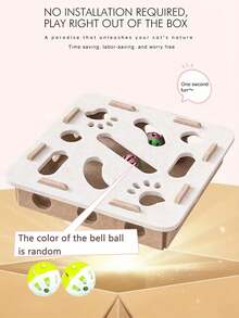 Cat Toys Self-Entertaining Boredom Relief Gadget, Small Cat Pet Puzzle Maze Felt Box With Bell Ball - View 5