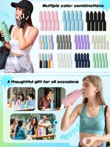 High Quality Double-Layer Vacuum Insulated Stainless Steel Plain Color Creative Small Mouth Sports Water Bottle, Yoga Water Bottle, Portable Coffee Cup, Summer Sports Water Bottle, - Multicolor - View 6