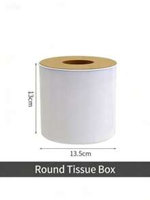 大容量简约创意桌面纸巾盒，塑料材质，适合客厅使用，配有木质盖子 - 彩色 - 查看 9