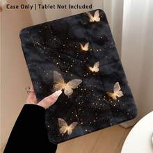 黑色底金色星蝶图案亚克力水晶透明平板电脑保护套，带支架，兼容三星A9/A9+/S9/S9FE/A11/A11+/S11/S10 FE/S10 FE+/S10 Lite、苹果Air 5/6、荣耀、Matepad等热门机型。可折叠防弯折，硅胶加固边角，自动唤醒/睡眠功能，内置笔槽，多角度可调节支架——完美日常保护，节日理想礼物。 - 彩色 - 查看 1