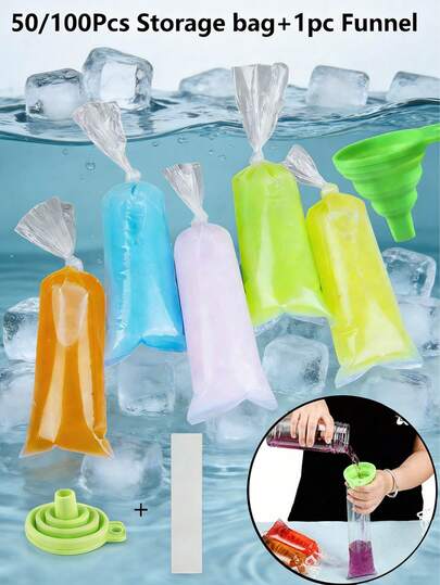 50/100 túi làm kem/kẹo hình chữ nhật kích thước 30cm*5.5cm kèm phễu, túi nhựa tự dán kín, bền và giữ tươi, phễu miệng rộng dùng để làm kem, sữa chua, kẹo, thích hợp cho tiệc tùng, du lịch, đám cưới, sinh nhật, lễ tốt nghiệp, tiệc độc thân, nhà bếp, bảo quản, trang trí, ngoài trời.