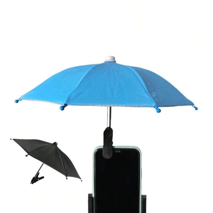 1pc Outdoor Phone Holder Parasol, Rain & Sun Protection Parasol, Anti-Glare For Phone, Mini Sunshade - Multicolor - View 1