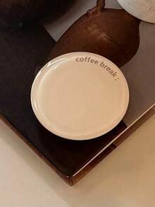 1pc Retro Brown English Round Expandable Foldable Slouchy Phone Holder, Compatible With Apple, Minimalist Aesthetic Adhesive Stand - Multicolor - View 5