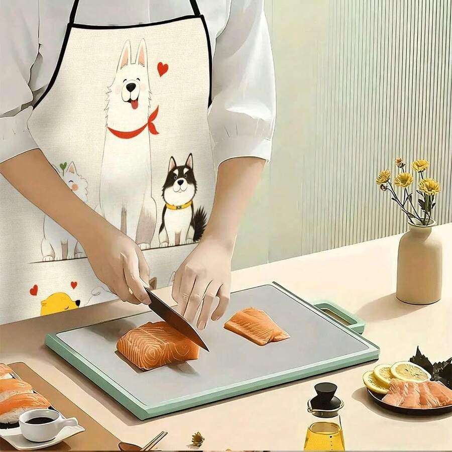 1pc Printed Colorful Art Apron - Vibrant Pattern, Polyester Material, Suitable For Cooking, Baking, Grilling And Art Creation, Barbecue Apron | Interesting Design | Cute Apron Size 74X55CM - A - View 1
