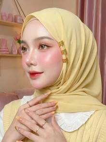 1 chiếc khăn trùm đầu nữ màu trơn bằng vải chiffon mềm mại, kiểu dáng Ả Rập, khăn dài thường ngày, khăn trùm đầu đơn giản, phù hợp cho sử dụng hàng ngày ở Trung Đông. - Màu vàng - Xem 5