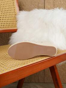 Chaussures compensées à enfiler confortables pour femmes, bout rond, printemps/été - Nude - Voir 4