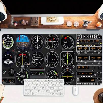 黑色仪表盘鼠标垫，适用于桌面游戏，加长型大尺寸桌面垫，缝边防滑聚酯橡胶底座，桌面配件，适用于家庭办公室装饰，尺寸为 35.4x15.7 英寸，是送给男士女士的完美礼物。