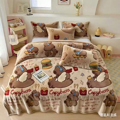 Manta de dibujos animados de capibara, manta de terciopelo coral cálido engrosado de otoño e invierno, linda manta de siesta de capibara  Manta de felpa capibala suave y glutinosa, manta individual para dormitorio de estudiantes, manta de chal de ocio para sofá. Manta estampada de capibara, felpa de doble cara engrosada, manta decorativa de la cama del dormitorio  Bonita manta de cordero capibara, manta cálida para niños de invierno, chal para la hora del almuerzo en la oficina  Manta de franela de capibara curativa Manta de sofá de casa agradable para la piel y sin derramar