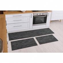 3-Piece Decorative Non-Slip Kitchen Runner Rug Set - Negro mixto - Ver 1