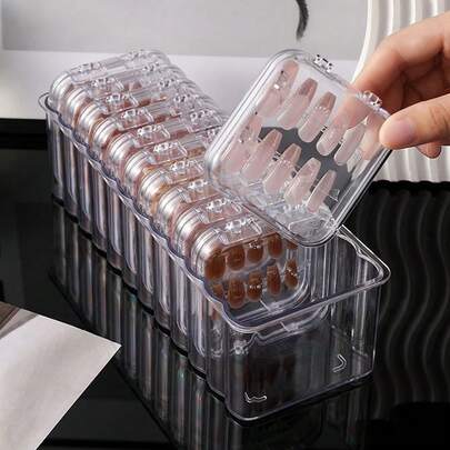 Bộ 1/12 hộp đựng dụng cụ làm móng, hộp đựng đầu móng giả có nắp - Hộp đựng trong suốt chống bụi dùng để đựng móng giả, trang sức (dây chuyền, vòng tay, nhẫn), lông mi giả và các mỹ phẩm khác.