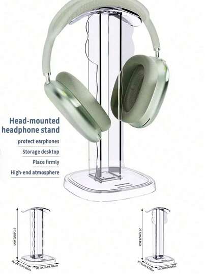 1个透明亚克力防滑稳定极简设计可拆卸游戏耳机展示支架，耳机支架，适用于头戴式游戏耳机