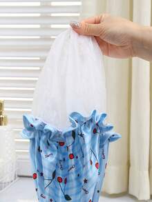 1pc Double-Layer Women's Shower Cap, Waterproof Satin Cartoon Shower Cap, Makeup Cap, Sleep Cap, Home Shower Cap - Thickened version - View 5