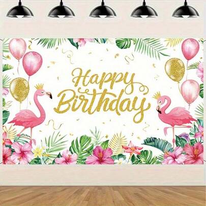2D Flat Banner 1 Pc Hawaiian Tropical Beach Party Background Banner Vibrant Hawaiian Theme Decoration, Summer Tropical Hawaiian Beach - Durable Polyester Fabric, Suitable For Weddings, Birthdays, Christmas, Teen Showers - No Electricity Required, Party Decoration | Beach Scene Decoration | Easy To Set Banner, Hawaiian Party Decoration