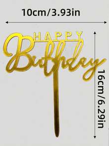 Decoración de tarta de cumpleaños de acrílico dorado "Feliz cumpleaños", decoración de tarta DIY, estilo Ins - Dorado - Ver 8