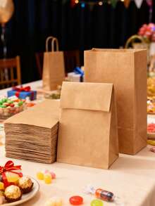 10/25/50个装牛皮纸防油食品袋，一次性汉堡三明治包装纸袋，烘焙零食外卖袋，迷你牛皮纸袋，耐用棕色纸袋，小型饼干派派对礼品袋 - 彩色 - 查看 4